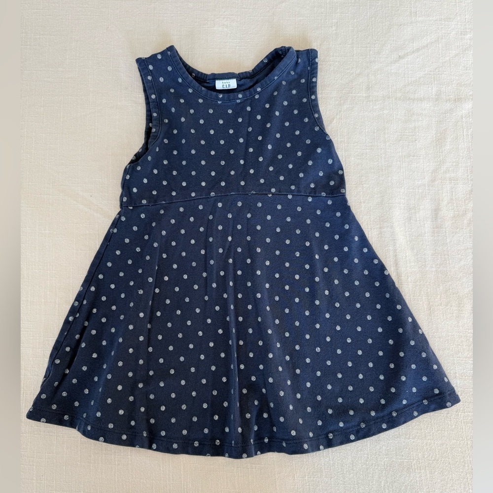 Baby GAP Navy and White Polka Dot cotton Dress size 2T